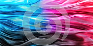 Vivid blue and pink silk fabric texture with dynamic ripples and blending colors