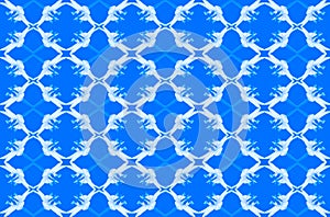 VIVID BLUE AND WHITE DIAMOND MEDALLION REPEAT PATTERN