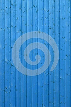 Vivid blue wooden texture background. Beautiful new bright wall surface. Vertical wooden boards