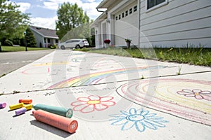 Vivid chalk on white background photo