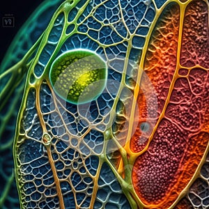 Vivid Chloroplasts in a Plant Cell: A High-Resolution Electron Microscope View for Educational Materials. photo