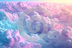 Vivid clouds in pink and blue hues giving the impression of a dreamy skyscape, ideal for creative backgrounds