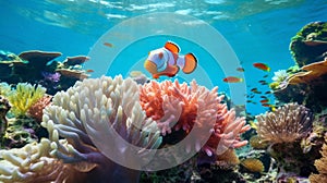 Vivid Clownfish Swimming In Photorealistic Coral Reefs