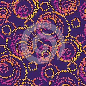 Vivid color dots seamless pattern in tribal style.