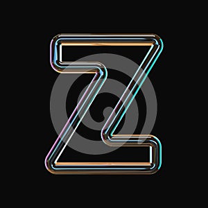 Vivid color glass font Letter Z 3D