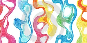 Vivid colorful abstract lines creating wavy patterns on white background