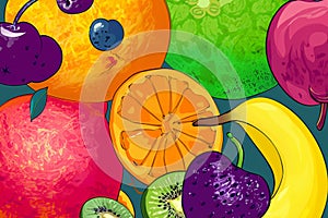 Vivid colorful fresh fruits