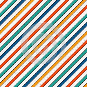 Vivid colors diagonal stripes abstract background. Thin slanting line wallpaper. Seamless pattern with classic motif.