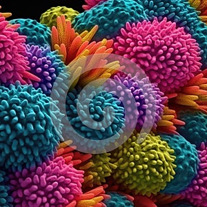 Vivid Colors of Ribosomes Synthesizing Proteins in 4K. Ideal for Educational Materials.