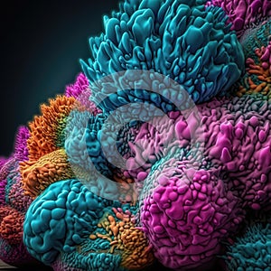 Vivid Colors of Ribosomes Synthesizing Proteins in 4K. Ideal for Educational Materials.