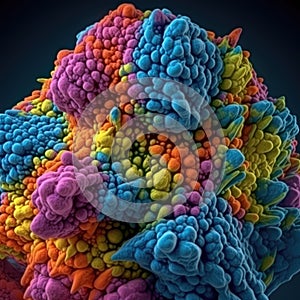 Vivid Colors of Ribosomes Synthesizing Proteins in 4K. Perfect for Science Presentations. photo