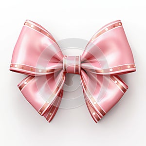 Vivid crimson bow and ribbon on a stark white background, Ai Generated