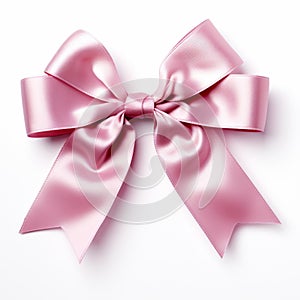 Vivid crimson bow and ribbon on a stark white background, Ai Generated