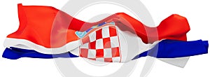 Vivid Croatian Flag Fluttering with Iconic Checkered Coat of Arms