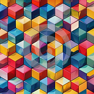 Vivid 3D Cubes Geometric Pattern High-Res Abstract Design for Digital Art and More photo