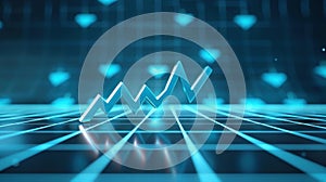 A vivid 3D forex chart showcases financial growth, with candlesticks rising against a blue grid backdrop