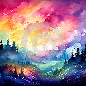 Vivid and Fantastical Watercolor Painting