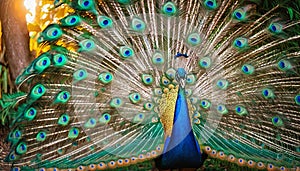 Vivid Feathered Beauty Peacock Enthralling Presence in the Jungle