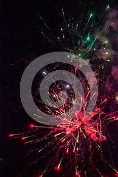 Vivid Fireworks Exploding in the Night Sky Displaying Bright Colors