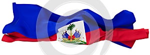 Vivid Flag of Haiti Dancing in the Breeze Against a Pitch-Black Backdrop