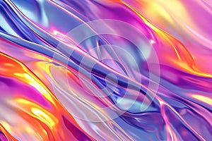 Vivid Fluid Waves of Silk in Abstract Neon Glow