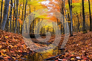 vivid foliage during fall in an undiscovered forest reserve