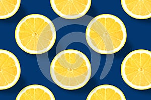 Vivid fruit pattern of fresh citrius on colourful background photo