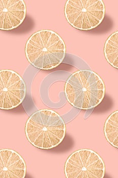Vivid fruit pattern of fresh lime on colourful background photo