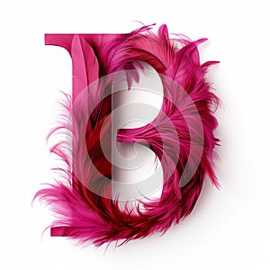 Vivid Fuchsia Wood Letter P With Pink Fumble Feathers Design