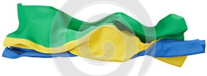 Vivid Gabonese Flag Ruffling in the Breeze with Lush Green and Blue Stripes