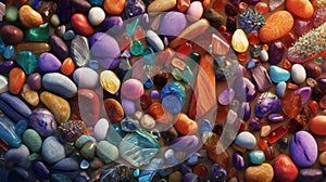 Vivid Gem Mosaic: A Lively Composition of Multihued Stones
