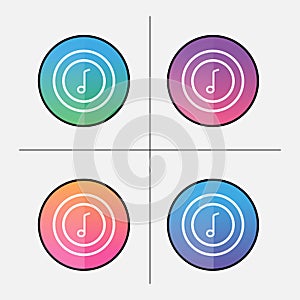 Vivid gradient round buttons for music app or website