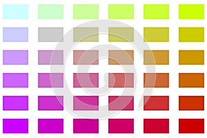 Vivid Gradient Spectrum of Color Blocks Arranged in a Horizontal-to-Vertical Grid Pattern for Visual Design Reference photo