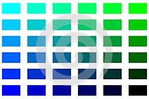 Vivid Gradient Spectrum of Color Blocks Arranged in a Horizontal-to-Vertical Grid Pattern for Visual Design Reference photo