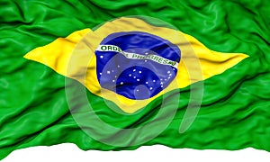 Vivid image of the national flag of brazil in a dynamic, waving motion
