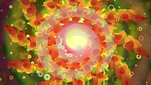 Vivid kaleidoscope flowers with glowing mesmerizing shapes trippy loop