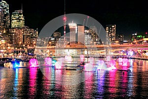 VIVID Light and Water Fountain Show at Darling Harbour, Sydney, Australia