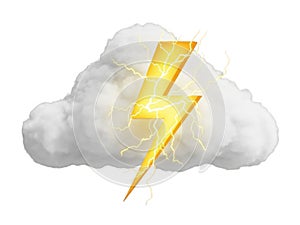 Vivid lightning strike through cloud