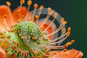 Vivid Macro Shot of Flower Stamen and Pollen