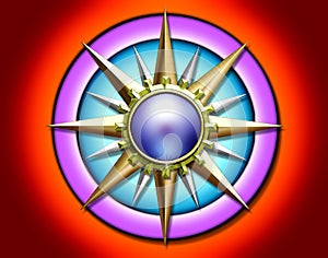 VIVID METALLIC COMPASS SUN MOTIF