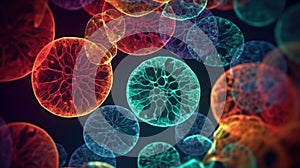 Vivid Microscopic View of Stem Cells for Medical Research.
