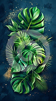 Vivid Monstera and Palm Composition