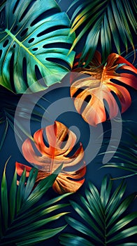 Vivid Monstera and Palm Composition