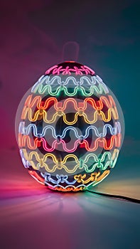 Vivid neon Easter eggs glow warmly in colorful illumination