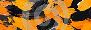 Vivid orange brush strokes against black backdrop depict dynamic energy in captivating illustration