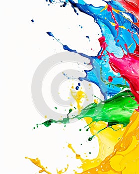 Vivid Paint Blobs Create Abstract Patterns on White Background