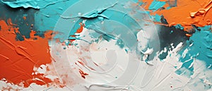 Vivid Paint Strokes Texture - Dynamic Orange and Turquoise Abstract for Creative Designs