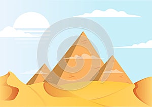 Vivid Pyramid Desert Landscape Flat Design