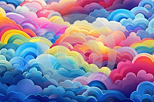 Vivid Rainbow sky clouds nature. Generate Ai