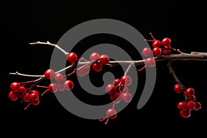 Vivid Red berries branch fall. Generate Ai